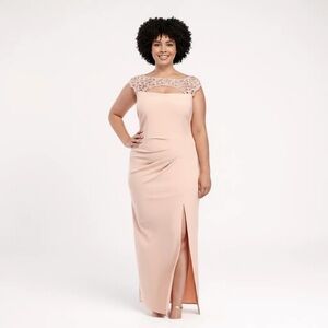 Marins Plus Size Lace Bodice Gown